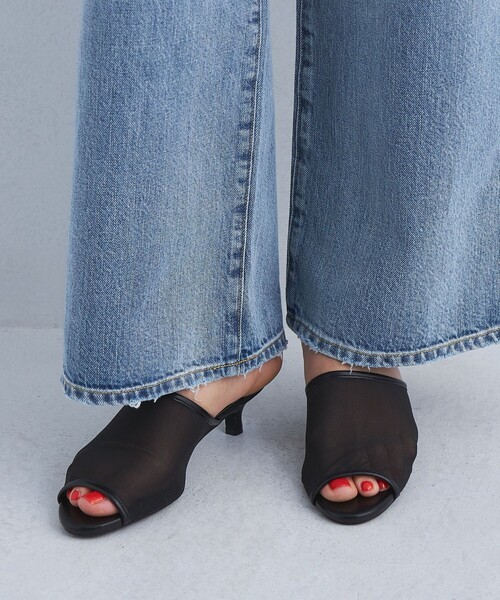 green label relaxing（グリーンレーベルリラクシング）の「ストレッチ チュール ミュール(4cmヒール)（サンダル・レディース・ブラック/ブラウン・S/L/M）」の3枚目の写真