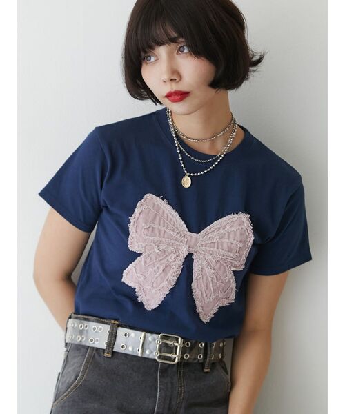 リボンモチーフTシャツ（Tシャツ/カットソー）｜jouetie（ジュエティ 