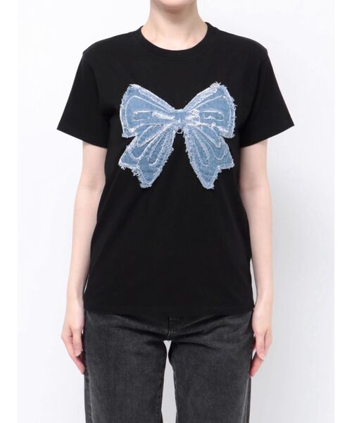 jouetie（ジュエティ）の「リボンモチーフＴシャツ（Tシャツ/カットソー・レディース・ブルー/ブラック/オフホワイト/ネイビー・MEDIUM）」の12枚目の写真