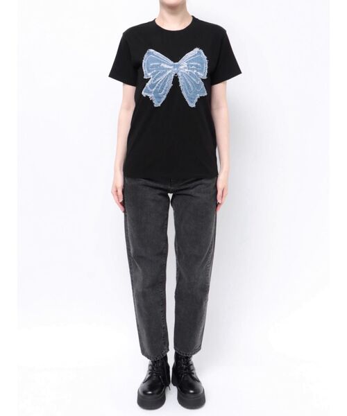 jouetie（ジュエティ）の「リボンモチーフＴシャツ（Tシャツ/カットソー・レディース・ブルー/ブラック/オフホワイト/ネイビー・MEDIUM）」の5枚目の写真