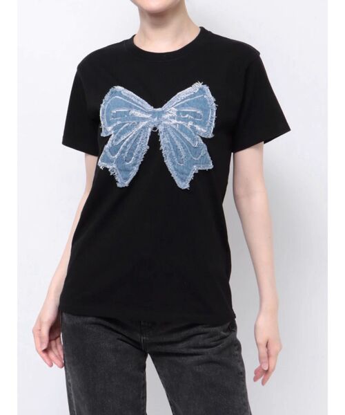 jouetie（ジュエティ）の「リボンモチーフＴシャツ（Tシャツ/カットソー・レディース・ブルー/ブラック/オフホワイト/ネイビー・MEDIUM）」の11枚目の写真