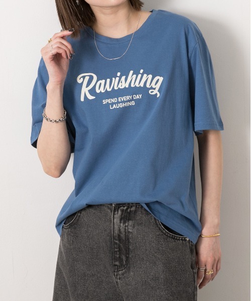 ad thie(アドティエ)の「クルーネック ロゴプリントTシャツ(Tシャツ/カットソー・レディース・ホワイト×ブラック/ホワイト×グリーン/ブラック/ブルー/チャコール・FREE)」の5枚目の写真