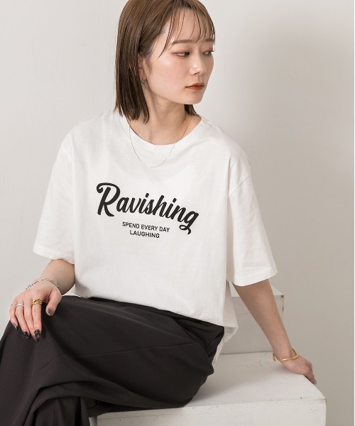 ad thie(アドティエ)の「クルーネック ロゴプリントTシャツ(Tシャツ/カットソー・レディース・ホワイト×ブラック/ホワイト×グリーン/ブラック/ブルー/チャコール・FREE)」の17枚目の写真
