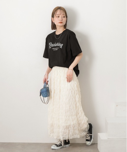 ad thie(アドティエ)の「クルーネック ロゴプリントTシャツ(Tシャツ/カットソー・レディース・ホワイト×ブラック/ホワイト×グリーン/ブラック/ブルー/チャコール・FREE)」の19枚目の写真