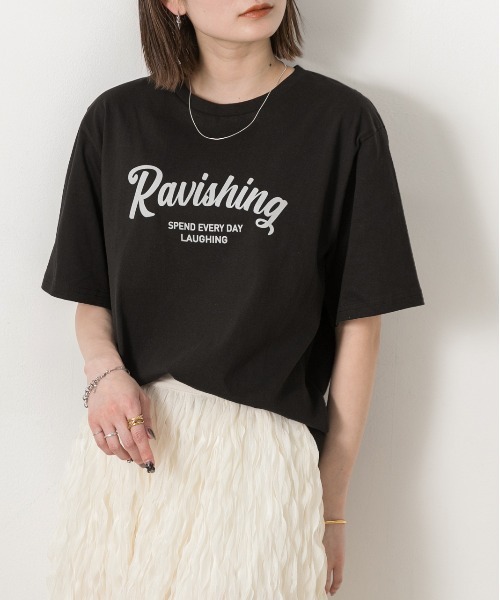 ad thie(アドティエ)の「クルーネック ロゴプリントTシャツ(Tシャツ/カットソー・レディース・ホワイト×ブラック/ホワイト×グリーン/ブラック/ブルー/チャコール・FREE)」の22枚目の写真