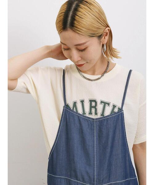 Samansa Mos2 blue(サマンサモスモスブルー)の「プリント入ポコポコTシャツ(Tシャツ/カットソー・レディース・オレンジ/オフホワイト/ブラック・F)」の2枚目の写真