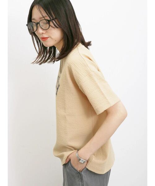 Samansa Mos2 blue(サマンサモスモスブルー)の「プリント入ポコポコTシャツ(Tシャツ/カットソー・レディース・オレンジ/オフホワイト/ブラック・F)」の14枚目の写真