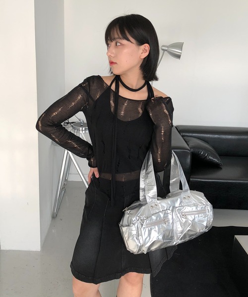 cream creme(クリームクレーム)の「ヴィンテージ マフラー ニットSET(Tシャツ/カットソー・レディース・ホワイト/ブラック・FREE)」の16枚目の写真