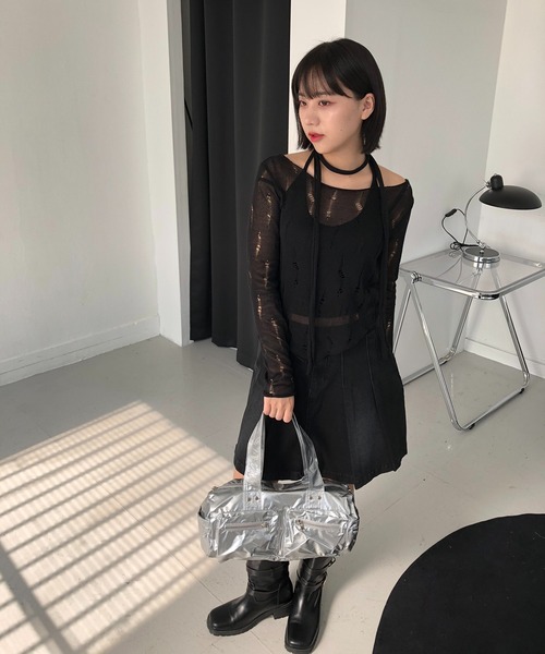 cream creme(クリームクレーム)の「ヴィンテージ マフラー ニットSET(Tシャツ/カットソー・レディース・ホワイト/ブラック・FREE)」の14枚目の写真