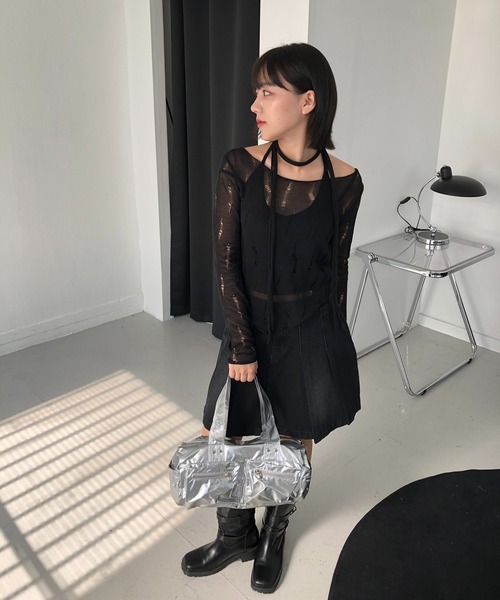 cream creme(クリームクレーム)の「ヴィンテージ マフラー ニットSET(Tシャツ/カットソー・レディース・ホワイト/ブラック・FREE)」の13枚目の写真