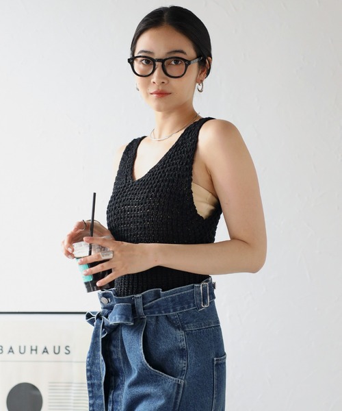 COMMRE(コムル)の「テープヤーンニットビスチェ(ベスト・レディース・ブラック/ベージュ・FREE)」の18枚目の写真