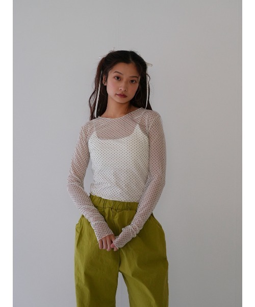 Enewd nina（エニュードニーナ）の「【ZOZO限定】ドット シアー トップス シースルー カットソー（Tシャツ/カットソー・レディース・ホワイト/ブラック・FREE）」の2枚目の写真