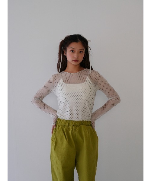 Enewd nina（エニュードニーナ）の「【ZOZO限定】ドット シアー トップス シースルー カットソー（Tシャツ/カットソー・レディース・ホワイト/ブラック・FREE）」の4枚目の写真