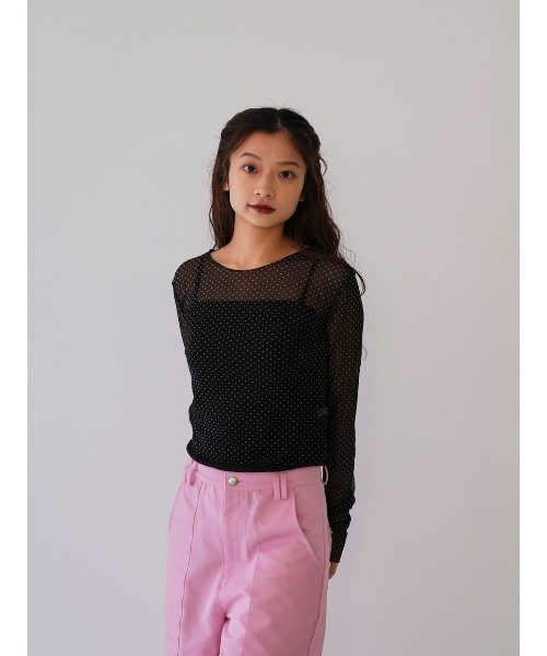 Enewd nina（エニュードニーナ）の「【ZOZO限定】ドット シアー トップス シースルー カットソー（Tシャツ/カットソー・レディース・ホワイト/ブラック・FREE）」の9枚目の写真