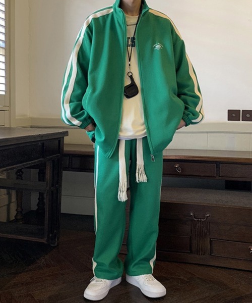 NOWLE（ノウル）の「【NOWLE】ライン柄 ジップアップ スウェット/トラック パンツ セットアップ（ジャージ・メンズ・グリーン/ブラック/ホワイト・X-LARGE/LARGE/MEDIUM）」の9枚目の写真