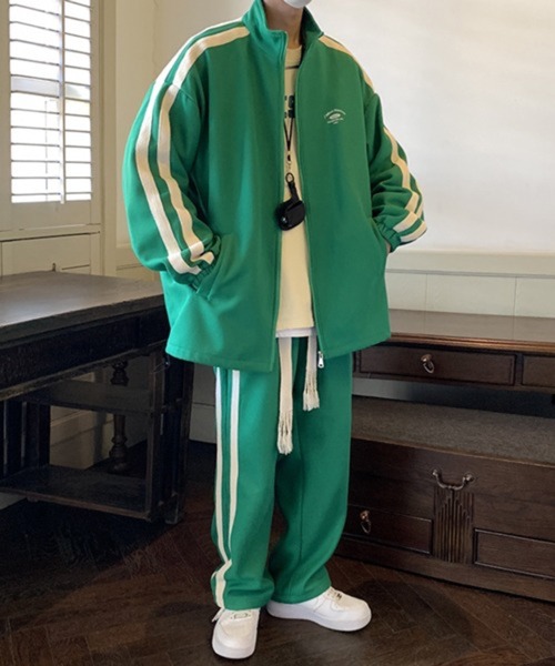 NOWLE（ノウル）の「【NOWLE】ライン柄 ジップアップ スウェット/トラック パンツ セットアップ（ジャージ・メンズ・グリーン/ブラック/ホワイト・X-LARGE/LARGE/MEDIUM）」の10枚目の写真