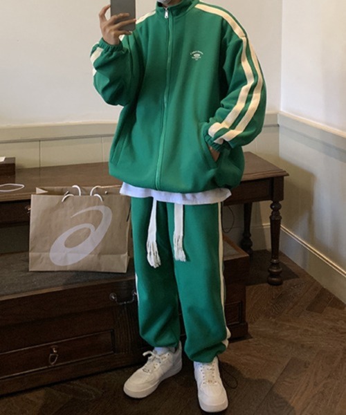 NOWLE（ノウル）の「【NOWLE】ライン柄 ジップアップ スウェット/トラック パンツ セットアップ（ジャージ・メンズ・グリーン/ブラック/ホワイト・X-LARGE/LARGE/MEDIUM）」の11枚目の写真