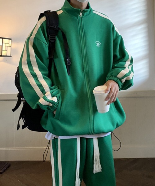 NOWLE（ノウル）の「【NOWLE】ライン柄 ジップアップ スウェット/トラック パンツ セットアップ（ジャージ・メンズ・グリーン/ブラック/ホワイト・X-LARGE/LARGE/MEDIUM）」の12枚目の写真