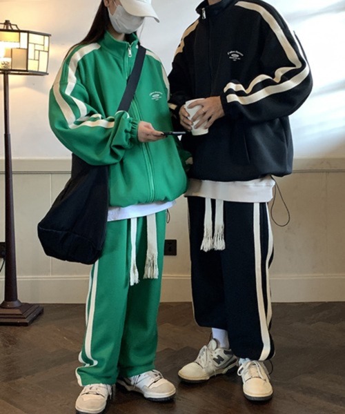 NOWLE（ノウル）の「【NOWLE】ライン柄 ジップアップ スウェット/トラック パンツ セットアップ（ジャージ・メンズ・グリーン/ブラック/ホワイト・X-LARGE/LARGE/MEDIUM）」の14枚目の写真