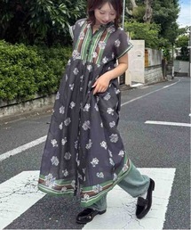 AS KNOW AS plus | ◎インド パネル柄彩りギャザーワンピ―ス(ワンピース)