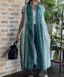 ◎パネル柄彩りギャザーワンピ―ス