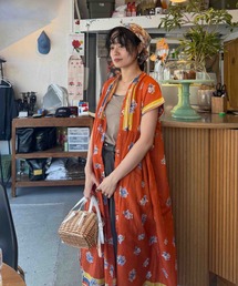 AS KNOW AS plus | ◎インド パネル柄彩りギャザーワンピ―ス(ワンピース)