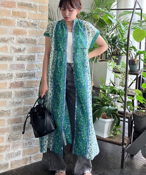 AS KNOW AS plus（アズノゥアズプラス）の「◎パネル柄彩りギャザーワンピ―ス（ワンピース・レディース・ネイビー系/グリーン系/イエロー/チャコールグレー・FREE）」の12枚目の写真