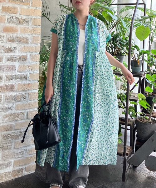 AS KNOW AS plus（アズノゥアズプラス）の「◎パネル柄彩りギャザーワンピ―ス（ワンピース・レディース・ネイビー系/グリーン系/イエロー/チャコールグレー・FREE）」の13枚目の写真