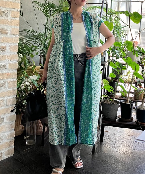 AS KNOW AS plus（アズノゥアズプラス）の「◎パネル柄彩りギャザーワンピ―ス（ワンピース・レディース・ネイビー系/グリーン系/イエロー/チャコールグレー・FREE）」の14枚目の写真