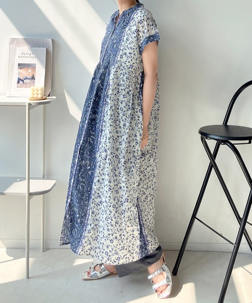 AS KNOW AS plus（アズノゥアズプラス）の「◎パネル柄彩りギャザーワンピ―ス（ワンピース・レディース・ネイビー系/グリーン系/イエロー/チャコールグレー・FREE）」の21枚目の写真