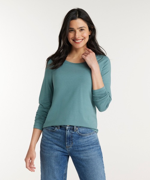 L.L.Bean(エルエルビーン)の「ソフト・ストレッチ・スーピマ・ティ、長袖 スクープネック 米国フィット・レギュラー(Tシャツ/カットソー・レディース・ピンク/ローズ/ブルー・SMALL/X-SMALL/LARGE/MEDIUM)」の4枚目の写真