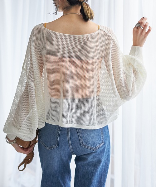 each(イーチ)の「ボリュームスリーブメッシュプルオーバー(Tシャツ/カットソー・レディース・ブラック/ピンク/ホワイト・FREE)」の8枚目の写真
