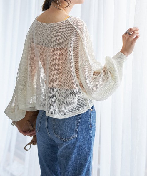 each(イーチ)の「ボリュームスリーブメッシュプルオーバー(Tシャツ/カットソー・レディース・ブラック/ピンク/ホワイト・FREE)」の5枚目の写真