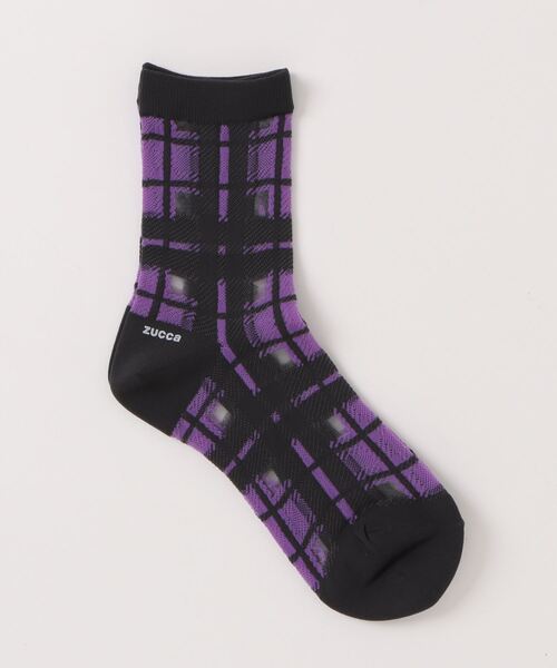ZUCCa（ズッカ）の「シースルーチェックソックス / S（ソックス/靴下・レディース・ブルー/ブラック/ライトパープル・M size）」の7枚目の写真