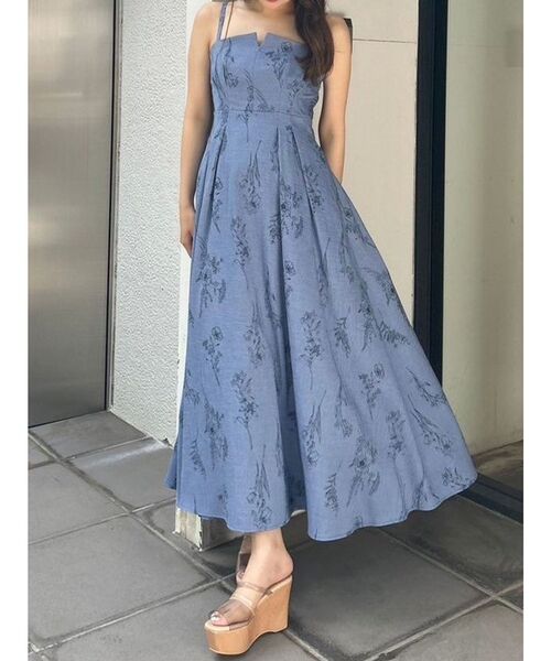 MERCURYDUO（マーキュリーデュオ）の「リネンライクバックレースアップキャミワンピース（ワンピース・レディース・ベージュ/ブルー・MEDIUM/SMALL）」の2枚目の写真