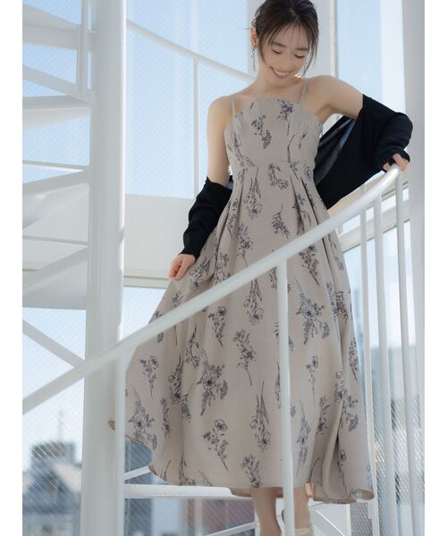 MERCURYDUO（マーキュリーデュオ）の「リネンライクバックレースアップキャミワンピース（ワンピース・レディース・ベージュ/ブルー・MEDIUM/SMALL）」の3枚目の写真