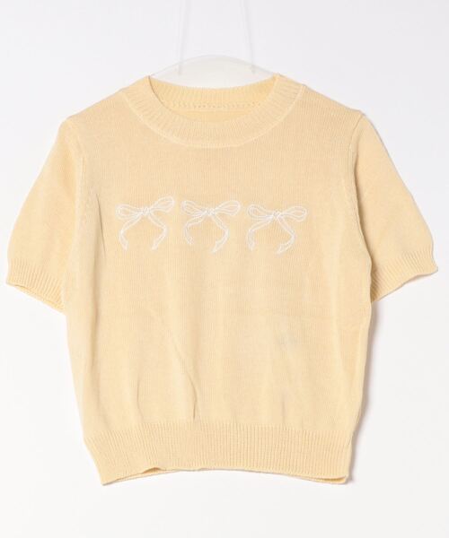 Jayro(ジャイロ)の「リボン刺繍サマーニット半袖プルオーバー(ニット/セーター・レディース・ブラック/イエロー/ホワイト/グリーン/ピンク・FREE)」の19枚目の写真