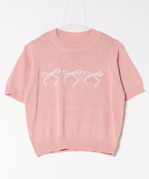 Jayro(ジャイロ)の「リボン刺繍サマーニット半袖プルオーバー(ニット/セーター・レディース・ブラック/イエロー/ホワイト/グリーン/ピンク・FREE)」の20枚目の写真