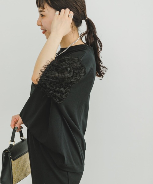 ITEMS URBANRESEARCH(アイテムズ アーバンリサーチ)の「フェザーフリンジドッキングプルオーバー(Tシャツ/カットソー・レディース・ブラック/オフホワイト・FREE)」の19枚目の写真