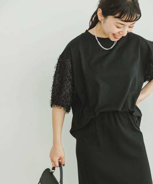 ITEMS URBANRESEARCH(アイテムズ アーバンリサーチ)の「フェザーフリンジドッキングプルオーバー(Tシャツ/カットソー・レディース・ブラック/オフホワイト・FREE)」の20枚目の写真