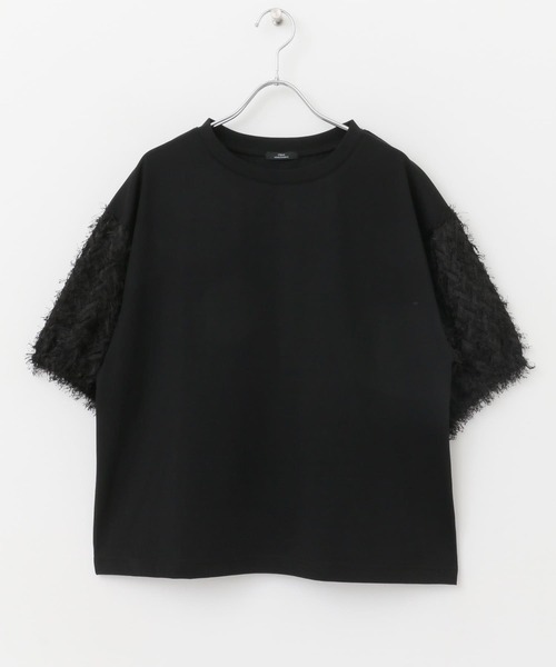 ITEMS URBANRESEARCH(アイテムズ アーバンリサーチ)の「フェザーフリンジドッキングプルオーバー(Tシャツ/カットソー・レディース・ブラック/オフホワイト・FREE)」の12枚目の写真