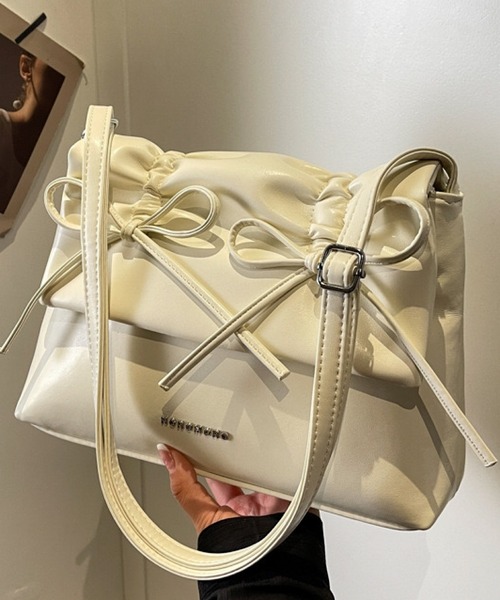 ANOTHER S（アナザーエス）の「2WAYダブルリボン結びトートバッグ（ショルダーバッグ・レディース・ブラック/シルバー/ピンク/アイボリー・FREE）」の5枚目の写真