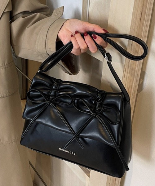 ANOTHER S（アナザーエス）の「2WAYダブルリボン結びトートバッグ（ショルダーバッグ・レディース・ブラック/シルバー/ピンク/アイボリー・FREE）」の9枚目の写真