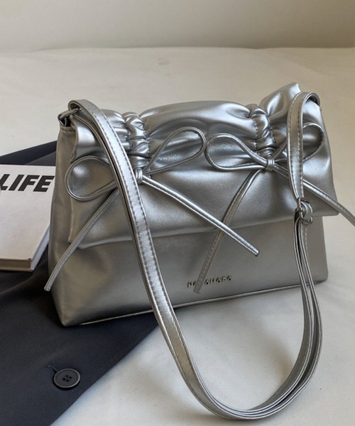 ANOTHER S（アナザーエス）の「2WAYダブルリボン結びトートバッグ（ショルダーバッグ・レディース・ブラック/シルバー/ピンク/アイボリー・FREE）」の16枚目の写真