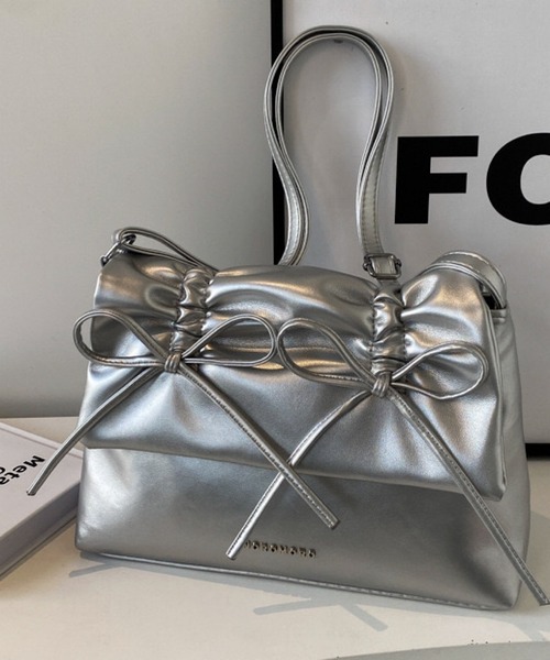 ANOTHER S（アナザーエス）の「2WAYダブルリボン結びトートバッグ（ショルダーバッグ・レディース・ブラック/シルバー/ピンク/アイボリー・FREE）」の17枚目の写真