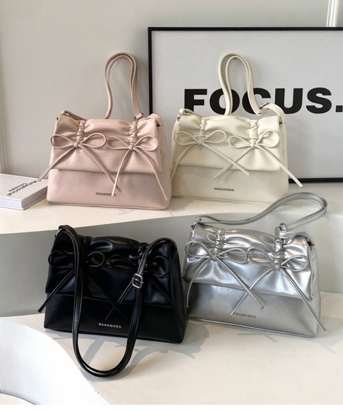 ANOTHER S（アナザーエス）の「2WAYダブルリボン結びトートバッグ（ショルダーバッグ・レディース・ブラック/シルバー/ピンク/アイボリー・FREE）」の19枚目の写真