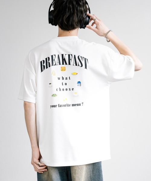 Rocky Monroe(ロッキーモンロー)の「マルチアイコンバックプリントオーバーサイズ半袖Tシャツ(Tシャツ/カットソー・メンズ・チャコール/ホワイト/ホワイト系/チャコールグレー/グレイッシュベージュ/ミント・M/L)」の2枚目の写真