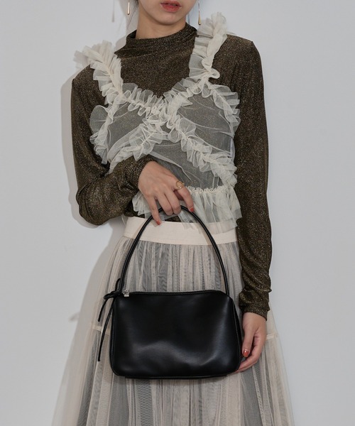 MAISON BREEZE reveur(メゾンブリーズレヴール)の「【MAISON BREEZE reveur】ribbon one shoulder hand bag リボンワンショルダーPUレザーハンドバッグ ショルダー付き(ハンドバッグ・レディース・ブラウン/ブラック/グレー/シルバー・FREE)」の8枚目の写真
