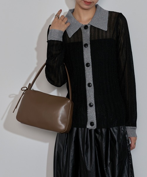 MAISON BREEZE reveur(メゾンブリーズレヴール)の「【MAISON BREEZE reveur】ribbon one shoulder hand bag リボンワンショルダーPUレザーハンドバッグ ショルダー付き(ハンドバッグ・レディース・ブラウン/ブラック/グレー/シルバー・FREE)」の22枚目の写真