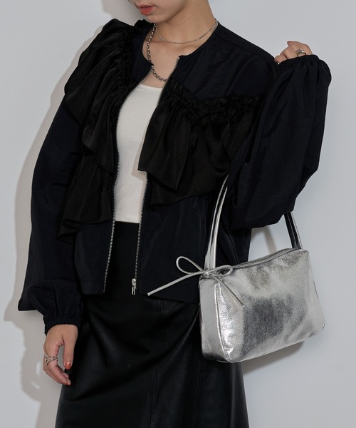 MAISON BREEZE reveur(メゾンブリーズレヴール)の「【MAISON BREEZE reveur】ribbon one shoulder hand bag リボンワンショルダーPUレザーハンドバッグ ショルダー付き(ハンドバッグ・レディース・ブラウン/ブラック/グレー/シルバー・FREE)」の15枚目の写真